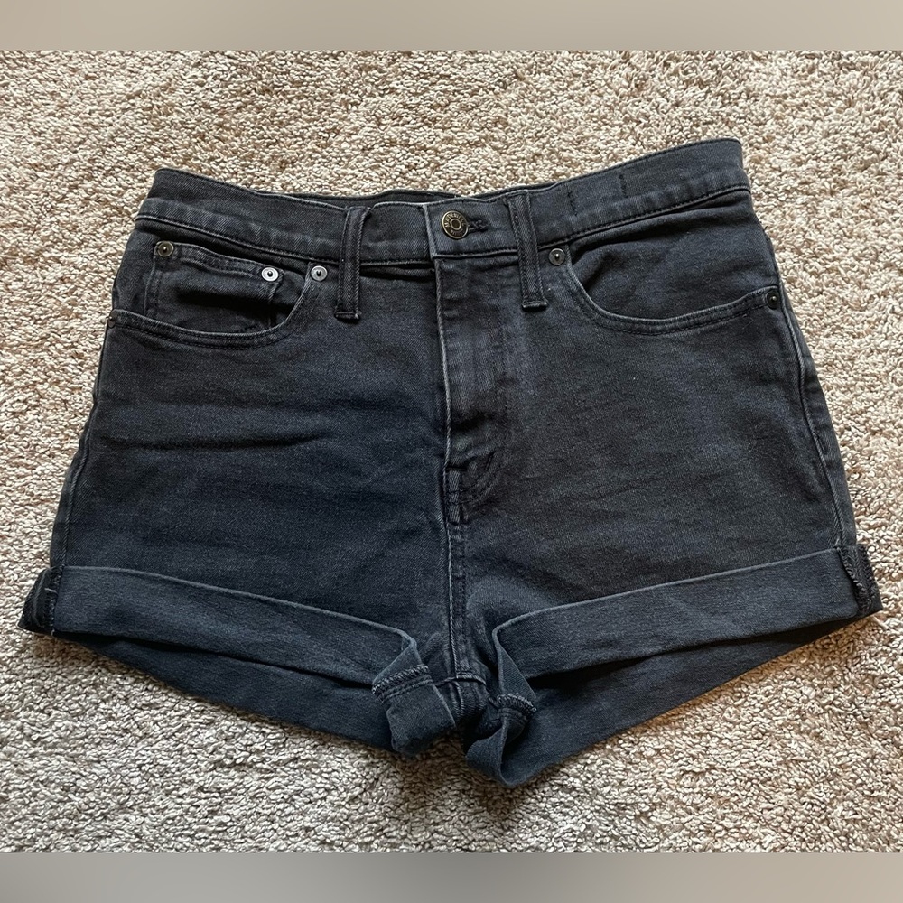 Madewell - Black high-rise denim shorts. Size 27